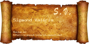 Sigmond Valéria névjegykártya